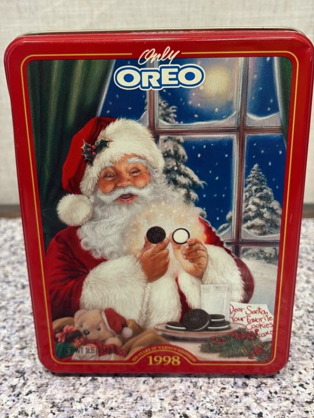 OREO Christmas Vintage 1998 Santa’s Little Secret Collectible Tin Box - Empty